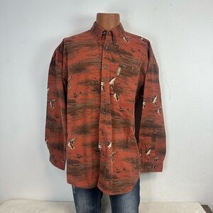 Columbia River Lodge Outdoor Mallard Print Long Sleeve Button Shirt